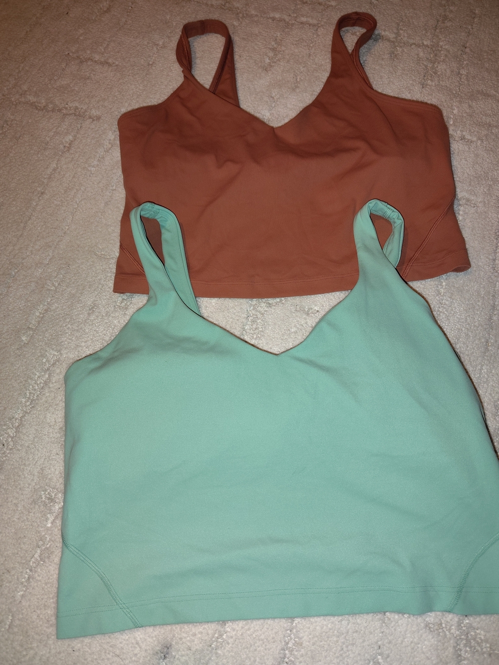 lululemon athletica V-Neck Twin-Strap Crop Tops in Mint and Rust